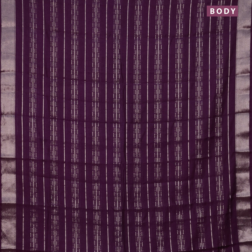 Assam silk saree wine shade with allover zari woven stripes pattern and zari woven border