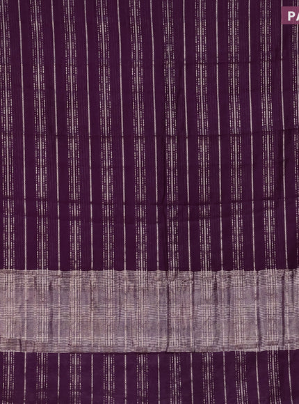 Assam silk saree wine shade with allover zari woven stripes pattern and zari woven border