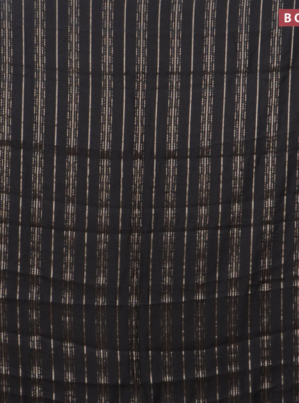 Assam silk saree black with allover zari woven stripes pattern and zari woven border