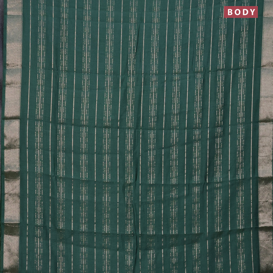 Assam silk saree green with allover zari woven stripes pattern and zari woven border