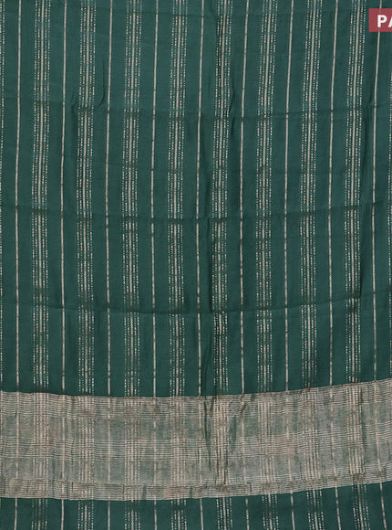 Assam silk saree green with allover zari woven stripes pattern and zari woven border