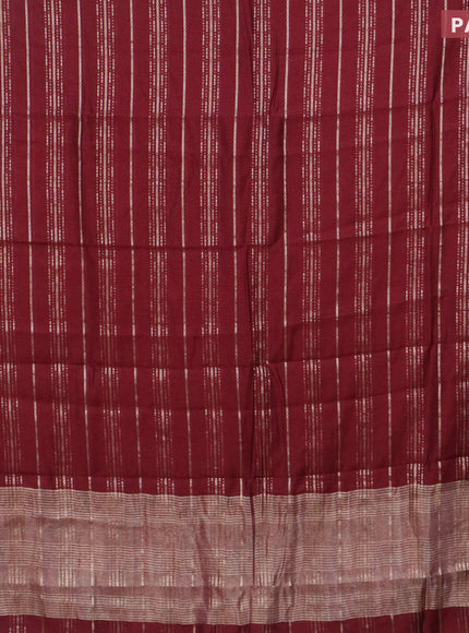 Assam silk saree maroon with allover zari woven stripes pattern and zari woven border