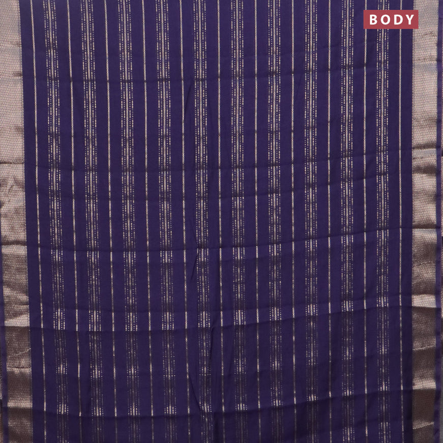 Assam silk saree blue with allover zari woven stripes pattern and zari woven border