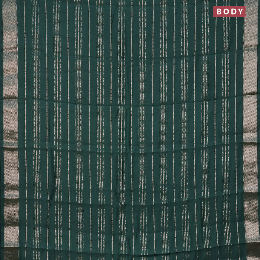 Assam silk saree green with allover zari woven stripes pattern and zari woven border