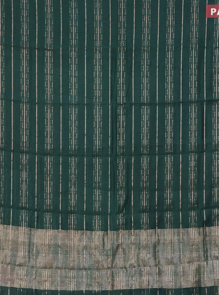 Assam silk saree green with allover zari woven stripes pattern and zari woven border