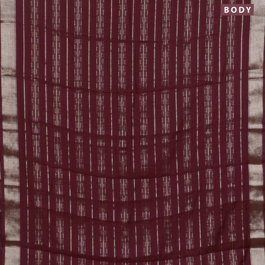 Assam silk saree maroon with allover zari woven stripes pattern and zari woven border