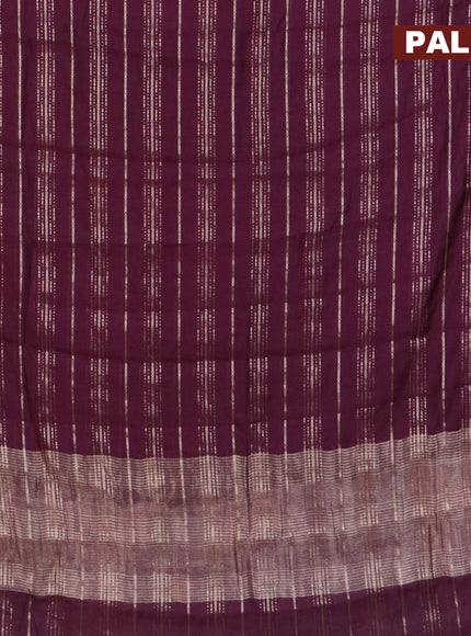 Assam silk saree wine shade with allover zari woven stripes pattern and zari woven border