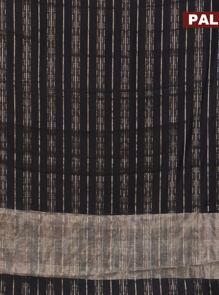 Assam silk saree black with allover zari woven stripes pattern and zari woven border