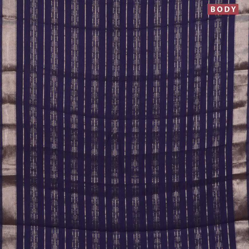 Assam silk saree blue with allover zari woven stripes pattern and zari woven border