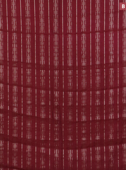 Assam silk saree maroon with allover zari woven stripes pattern and zari woven border