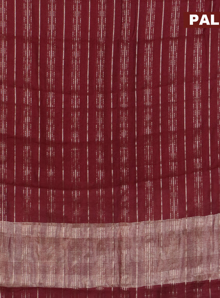 Assam silk saree maroon with allover zari woven stripes pattern and zari woven border