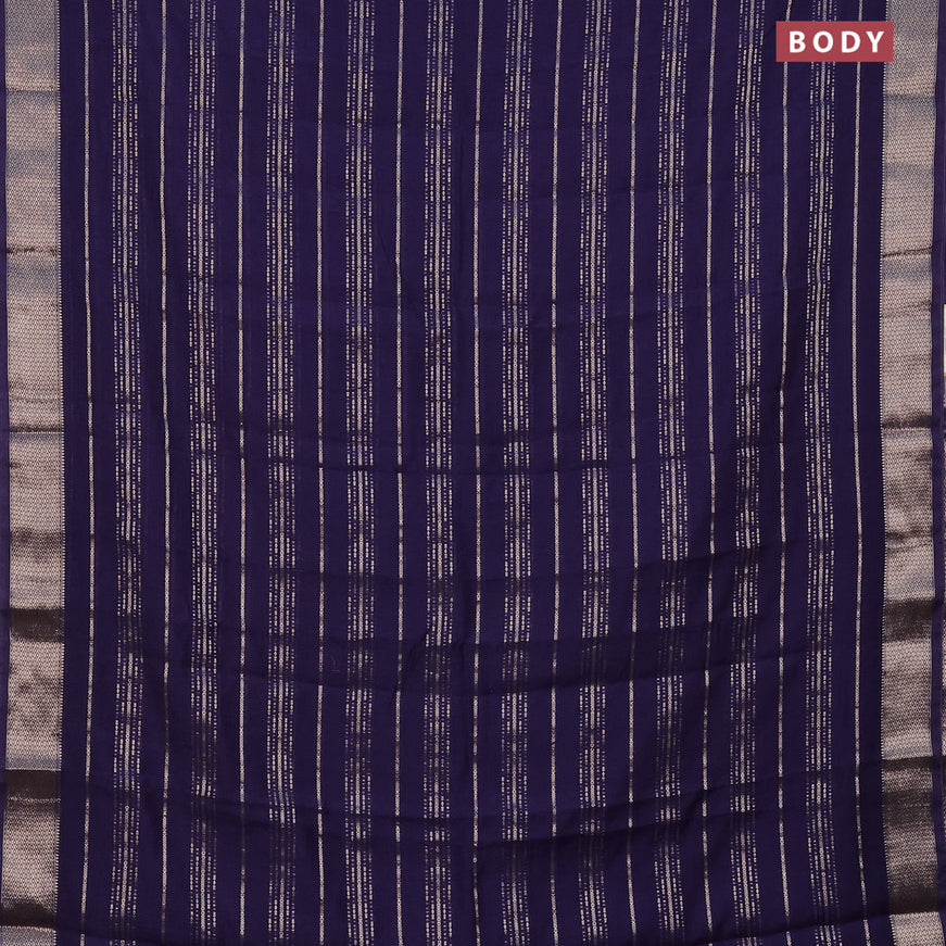 Assam silk saree blue with allover zari woven stripes pattern and zari woven border