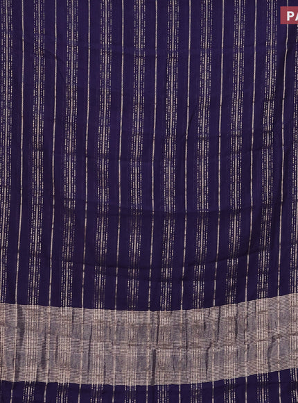 Assam silk saree blue with allover zari woven stripes pattern and zari woven border