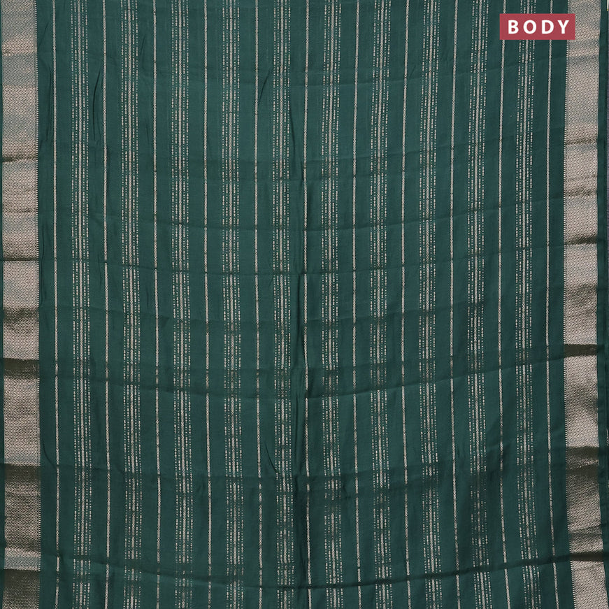 Assam silk saree green with allover zari woven stripes pattern and zari woven border