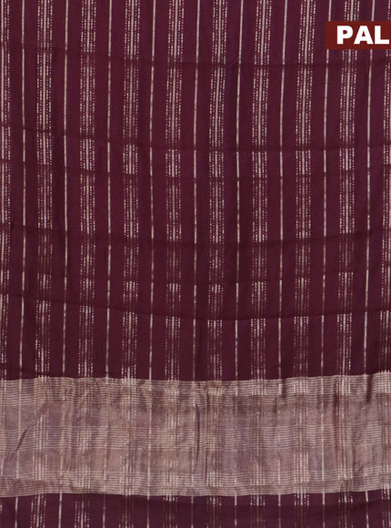 Assam silk saree wine shade with allover zari woven stripes pattern and zari woven border