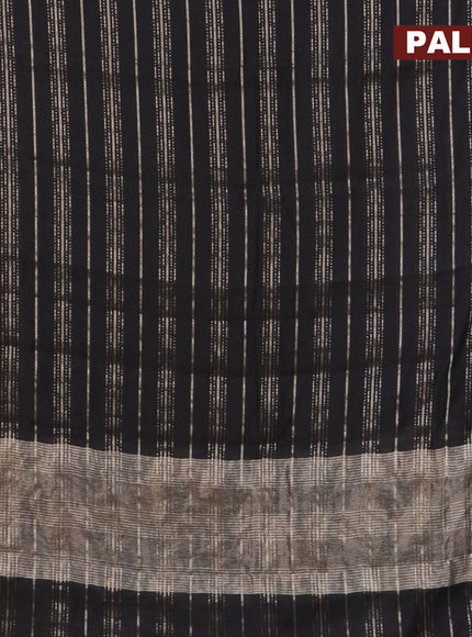 Assam silk saree black with allover zari woven stripes pattern and zari woven border