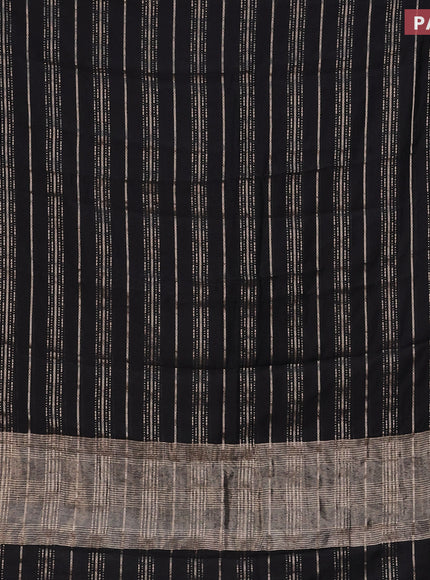 Assam silk saree black with allover zari woven stripes pattern and zari woven border