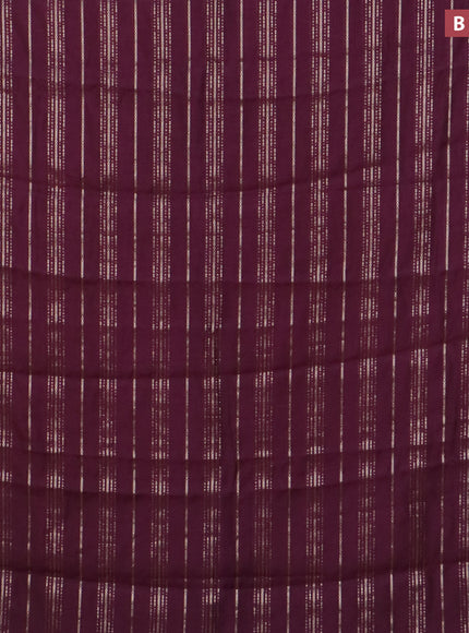 Assam silk saree wine shade with allover zari woven stripes pattern and zari woven border