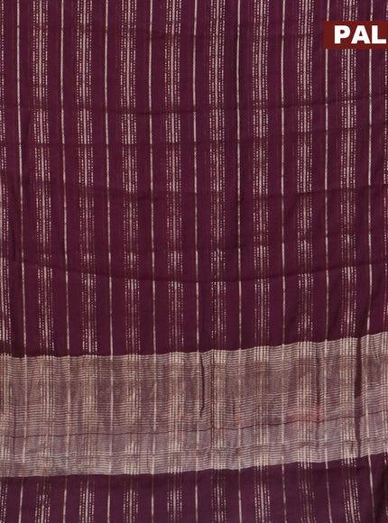 Assam silk saree wine shade with allover zari woven stripes pattern and zari woven border