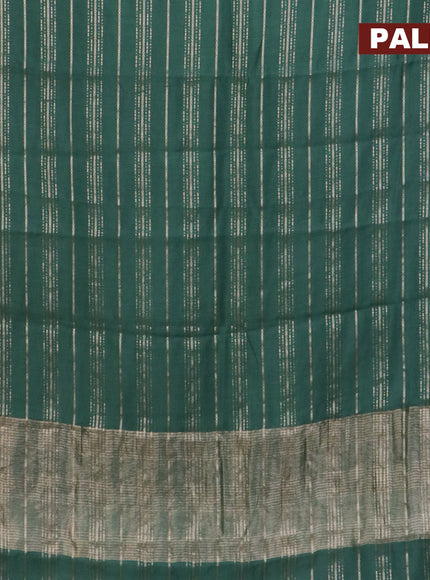 Assam silk saree green with allover zari woven stripes pattern and zari woven border