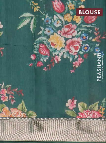 Assam silk saree green with allover zari woven stripes pattern and zari woven border