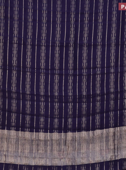 Assam silk saree blue with allover zari woven stripes pattern and zari woven border