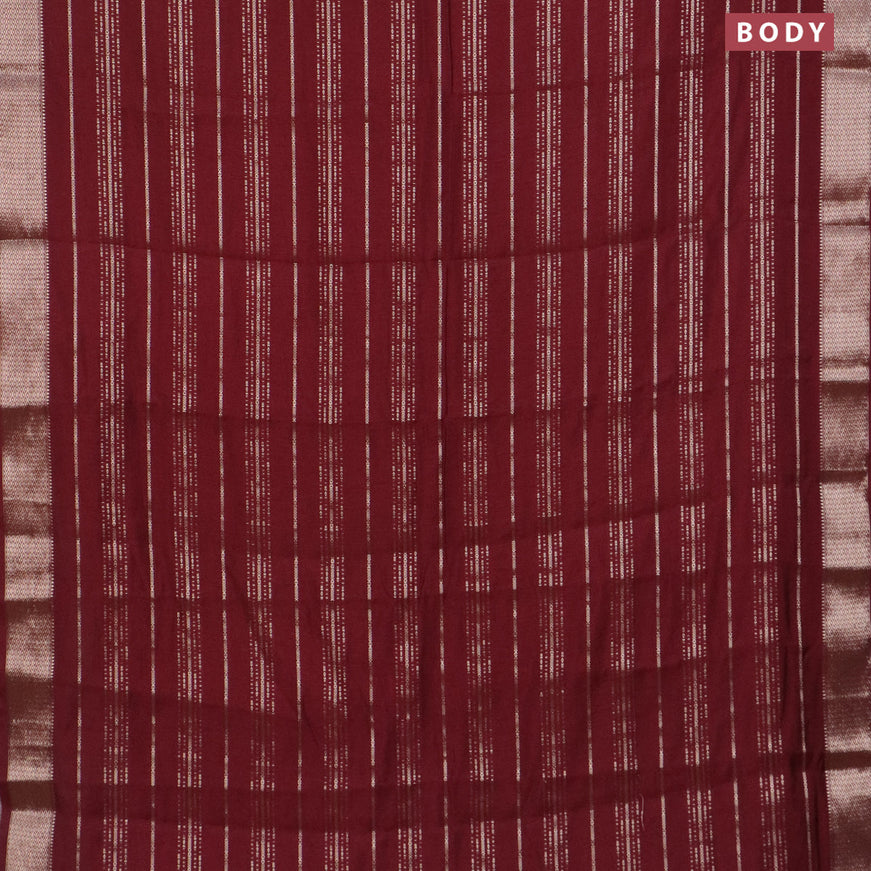 Assam silk saree maroon with allover zari woven stripes pattern and zari woven border