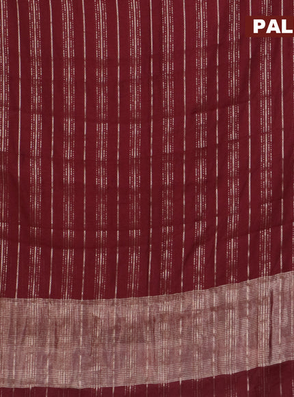 Assam silk saree maroon with allover zari woven stripes pattern and zari woven border