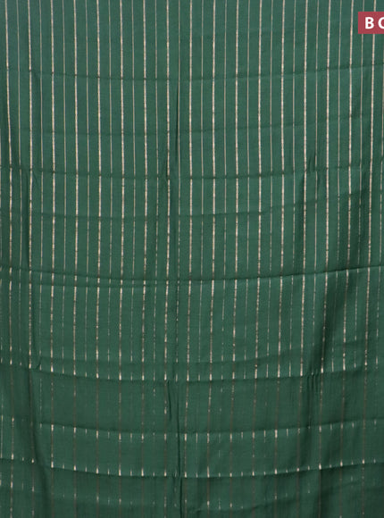 Assam silk saree green with allover zari woven stripes pattern and zari woven border