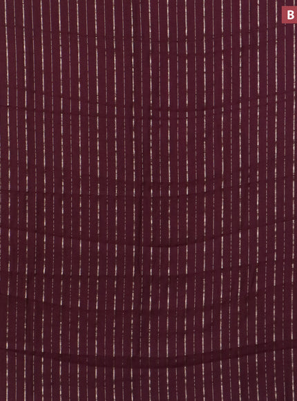 Assam silk saree wine shade with allover zari woven stripes pattern and zari woven border