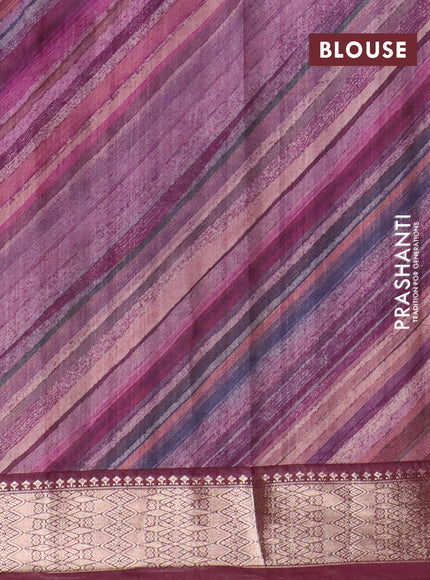 Assam silk saree wine shade with allover zari woven stripes pattern and zari woven border