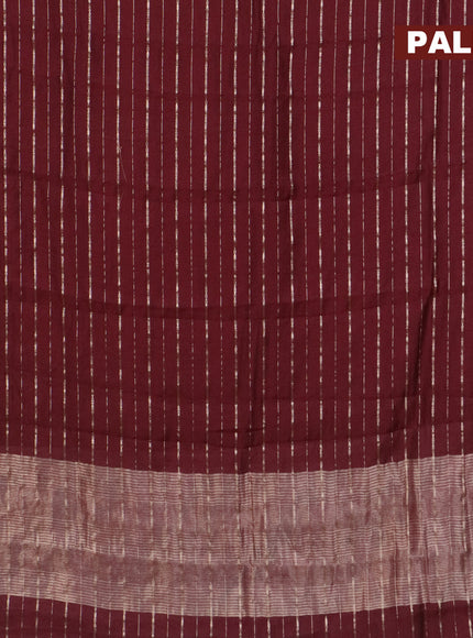 Assam silk saree maroon with allover zari woven stripes pattern and zari woven border