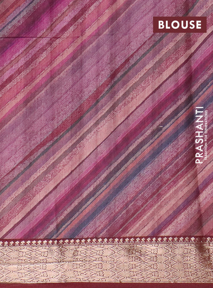 Assam silk saree maroon with allover zari woven stripes pattern and zari woven border