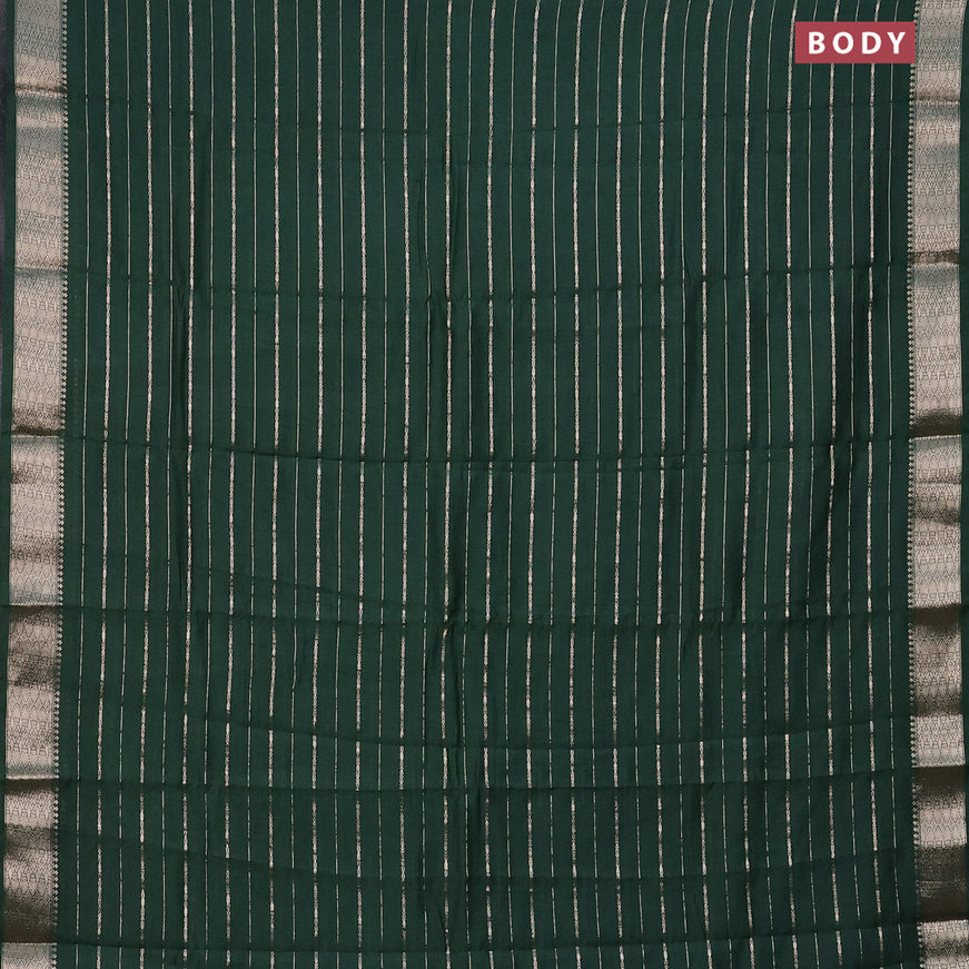 Assam silk saree green with allover zari woven stripes pattern and zari woven border