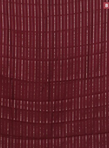 Assam silk saree maroon with allover zari woven stripes pattern and zari woven border