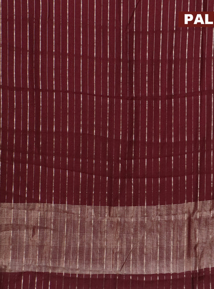 Assam silk saree maroon with allover zari woven stripes pattern and zari woven border