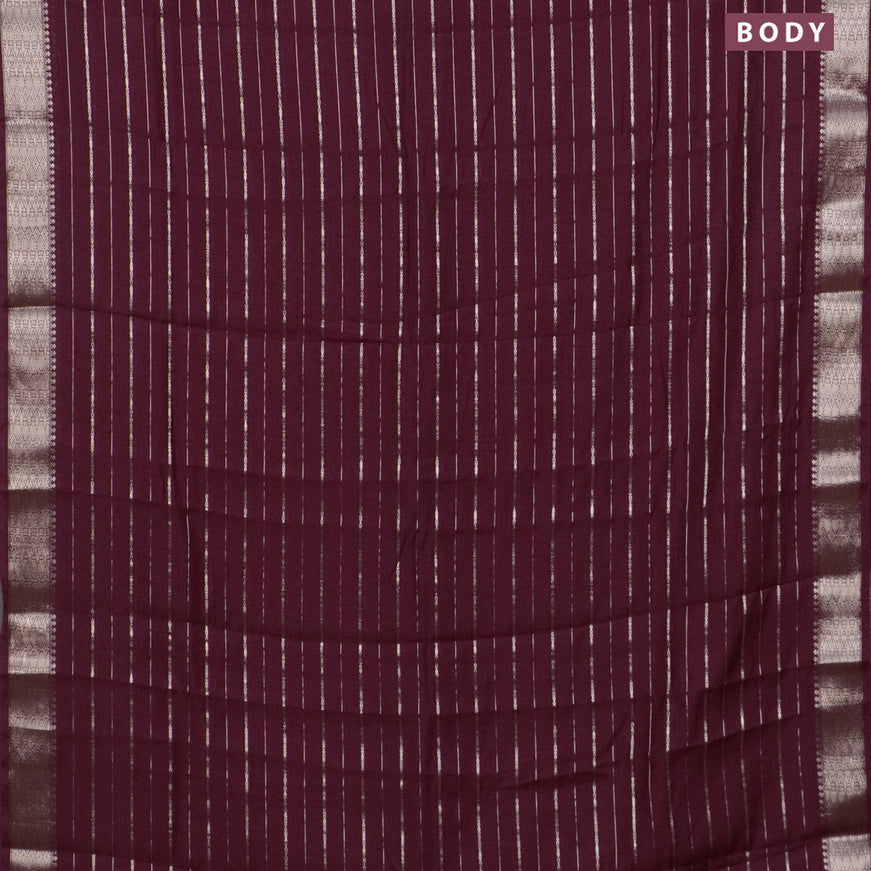 Assam silk saree maroon with allover zari woven stripes pattern and zari woven border