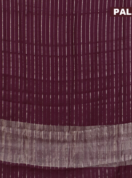 Assam silk saree maroon with allover zari woven stripes pattern and zari woven border