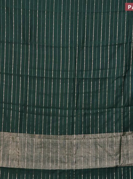 Assam silk saree green with allover zari woven stripes pattern and zari woven border