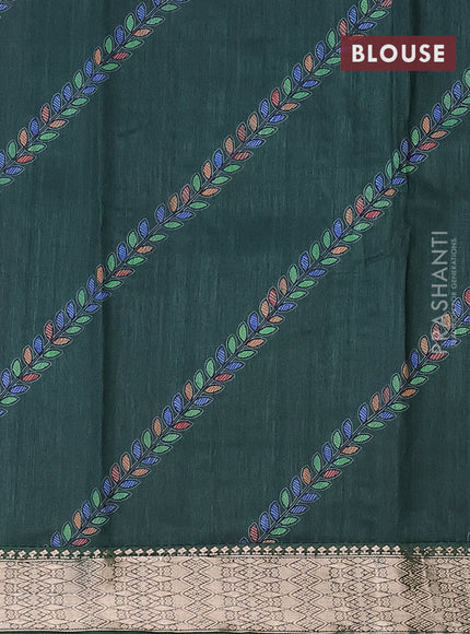 Assam silk saree green with allover zari woven stripes pattern and zari woven border