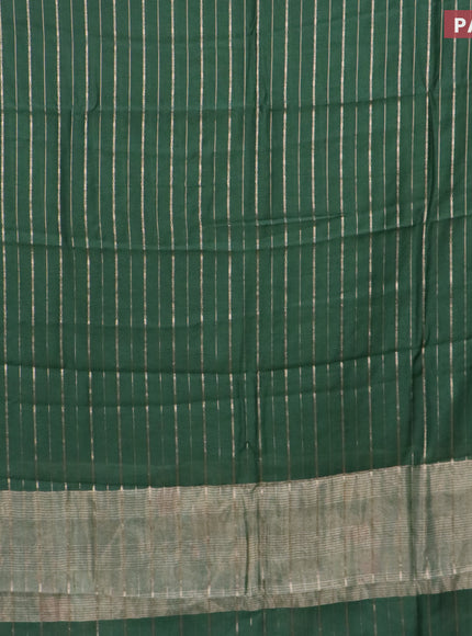 Assam silk saree green with allover zari woven stripes pattern and zari woven border