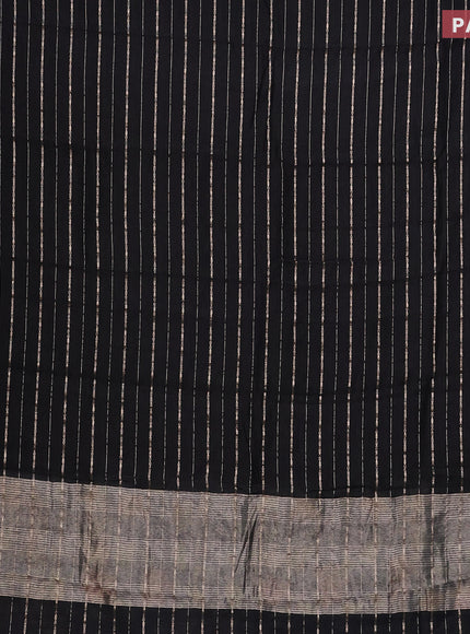 Assam silk saree black with allover zari woven stripes pattern and zari woven border