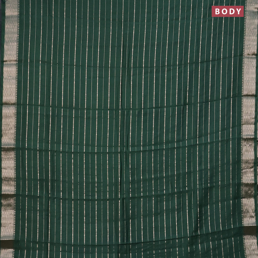 Assam silk saree green with allover zari woven stripes pattern and zari woven border