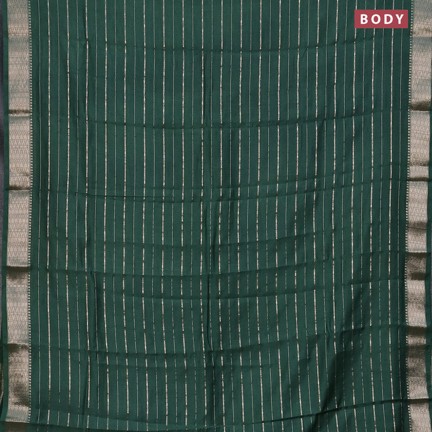 Assam silk saree green with allover zari woven stripes pattern and zari woven border