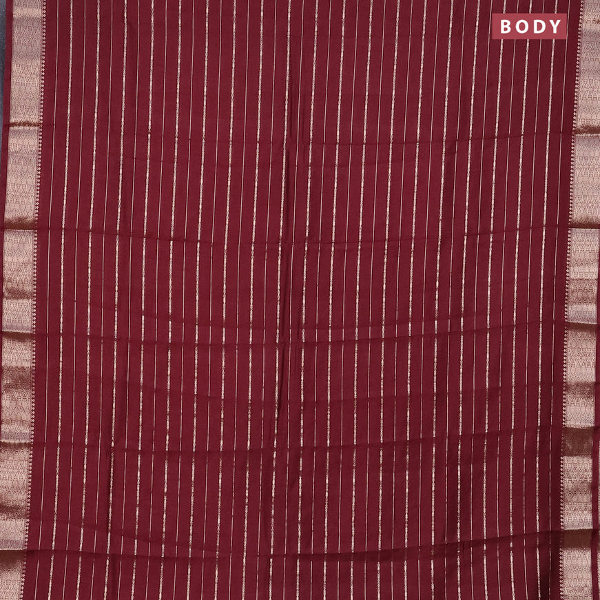 Assam silk saree maroon with allover zari woven stripes pattern and zari woven border