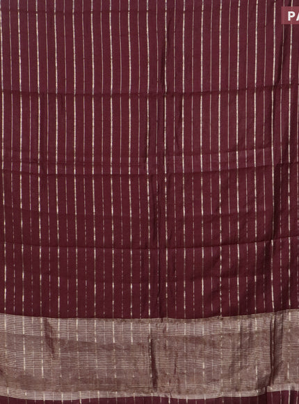 Assam silk saree maroon with allover zari woven stripes pattern and zari woven border