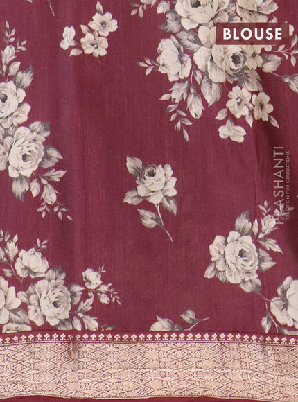 Assam silk saree maroon with allover zari woven stripes pattern and zari woven border