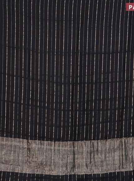 Assam silk saree black with allover zari woven stripes pattern and zari woven border