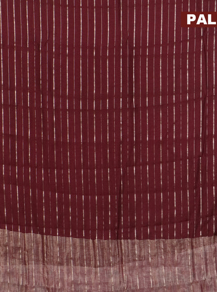 Assam silk saree maroon with allover zari woven stripes pattern and zari woven border