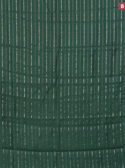 Assam silk saree green with allover zari woven stripes pattern and zari woven border